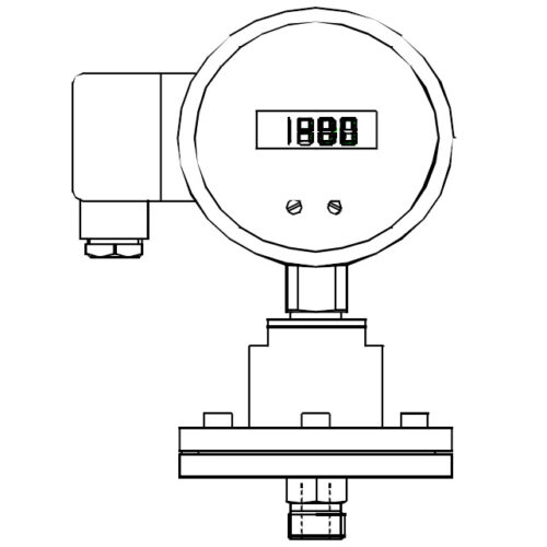 PES digitale manometer met membraan en RVS chemische afdichting